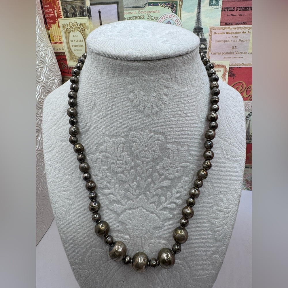 Vintage Handmade Sterling Mexican Beads Necklace and Bracelet